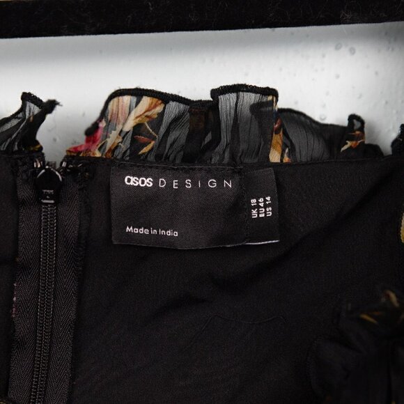 Asos Design black floral ruched sheath mini dress-14 - Picture 3 of 5